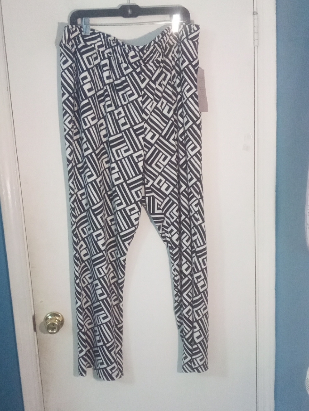 Nina Leonard Wide Leg Silky Pants 2X Plus Size NWT Black & White